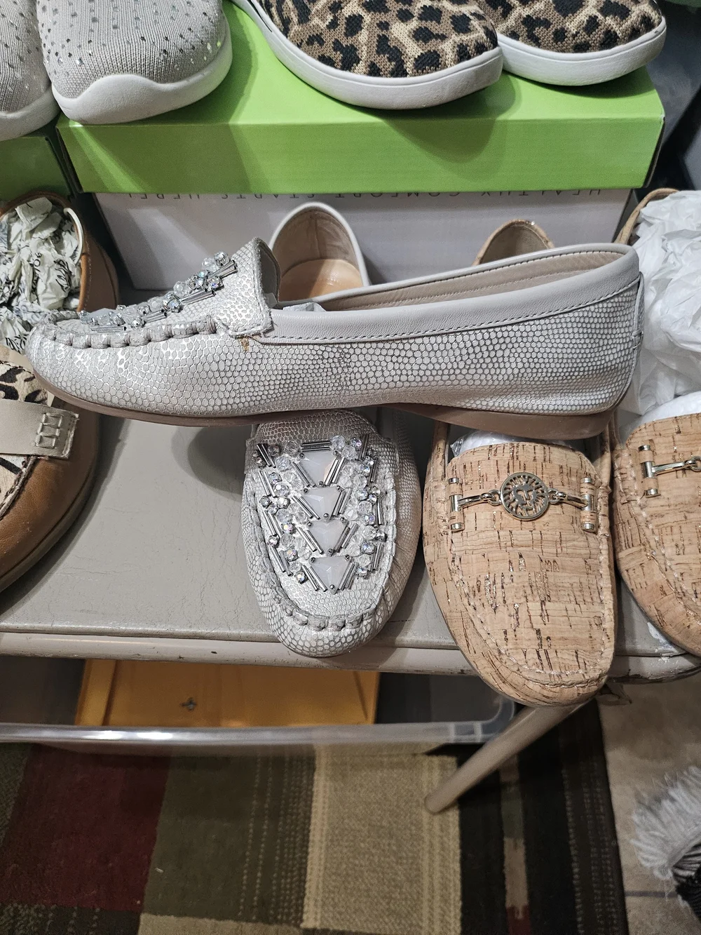 Nurture by Lamaze Silver Jeweled Slip-On Loafers Size 6.5 M